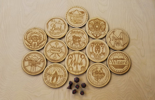 DND - Laser Engraved Wooden Coasters