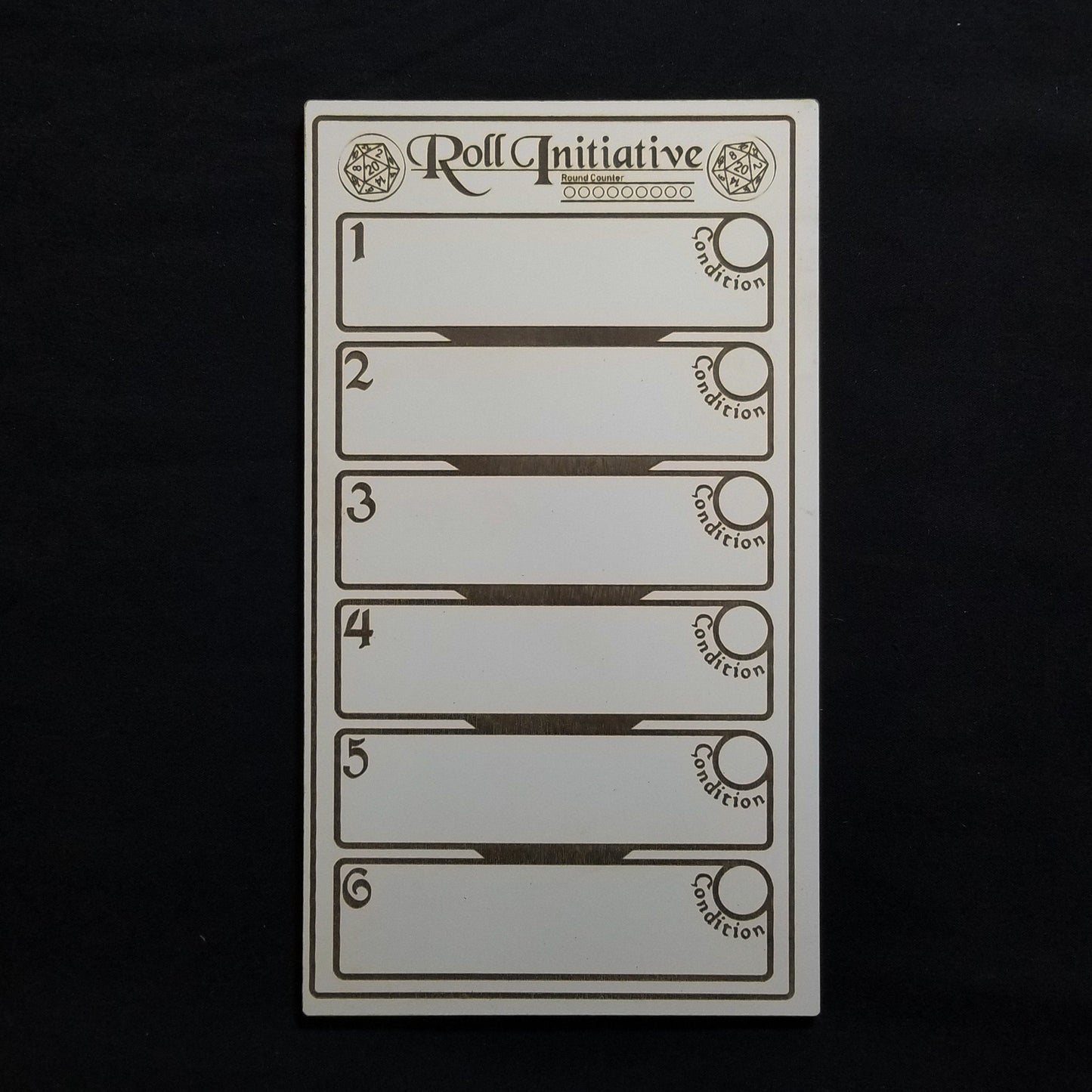 DND - Laser Engraved Whiteboard Initiative Tracker