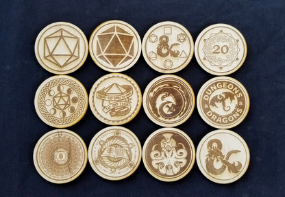DND Laser Engraved Wooden Coasters