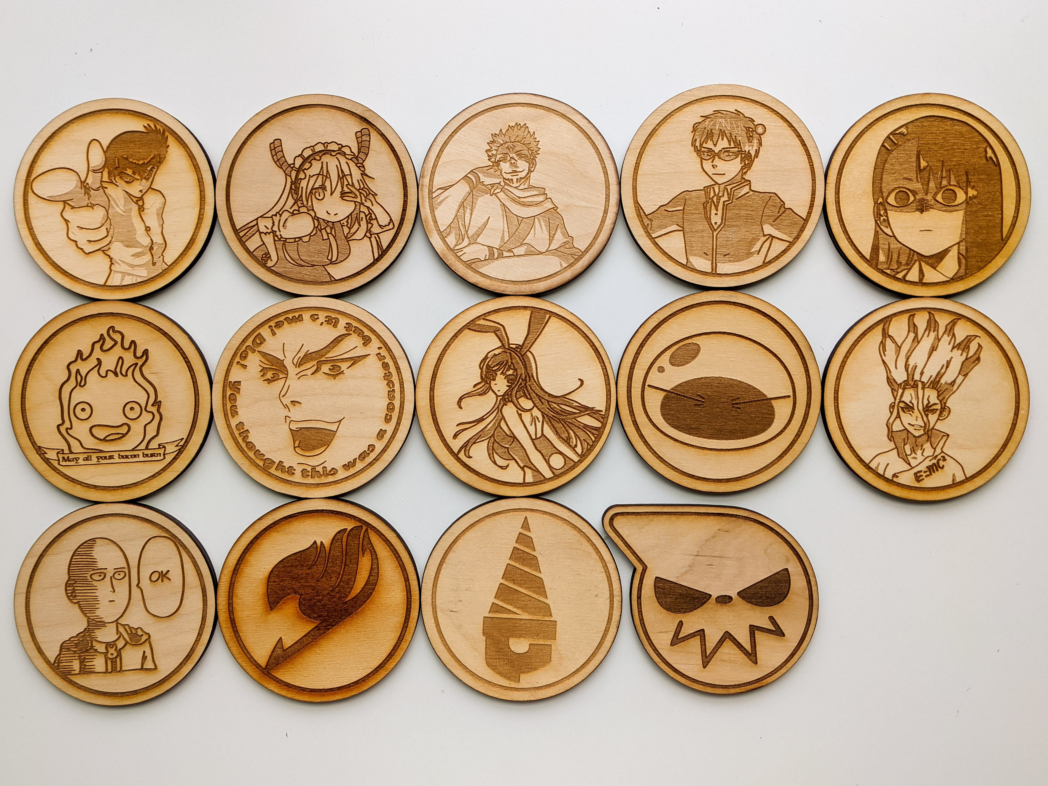 Set of 6 Empowering Women of Anime Wooden Coasters - Cup Holders | eBay