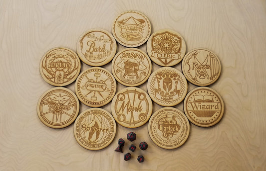 DND Laser Engraved Wooden Coasters