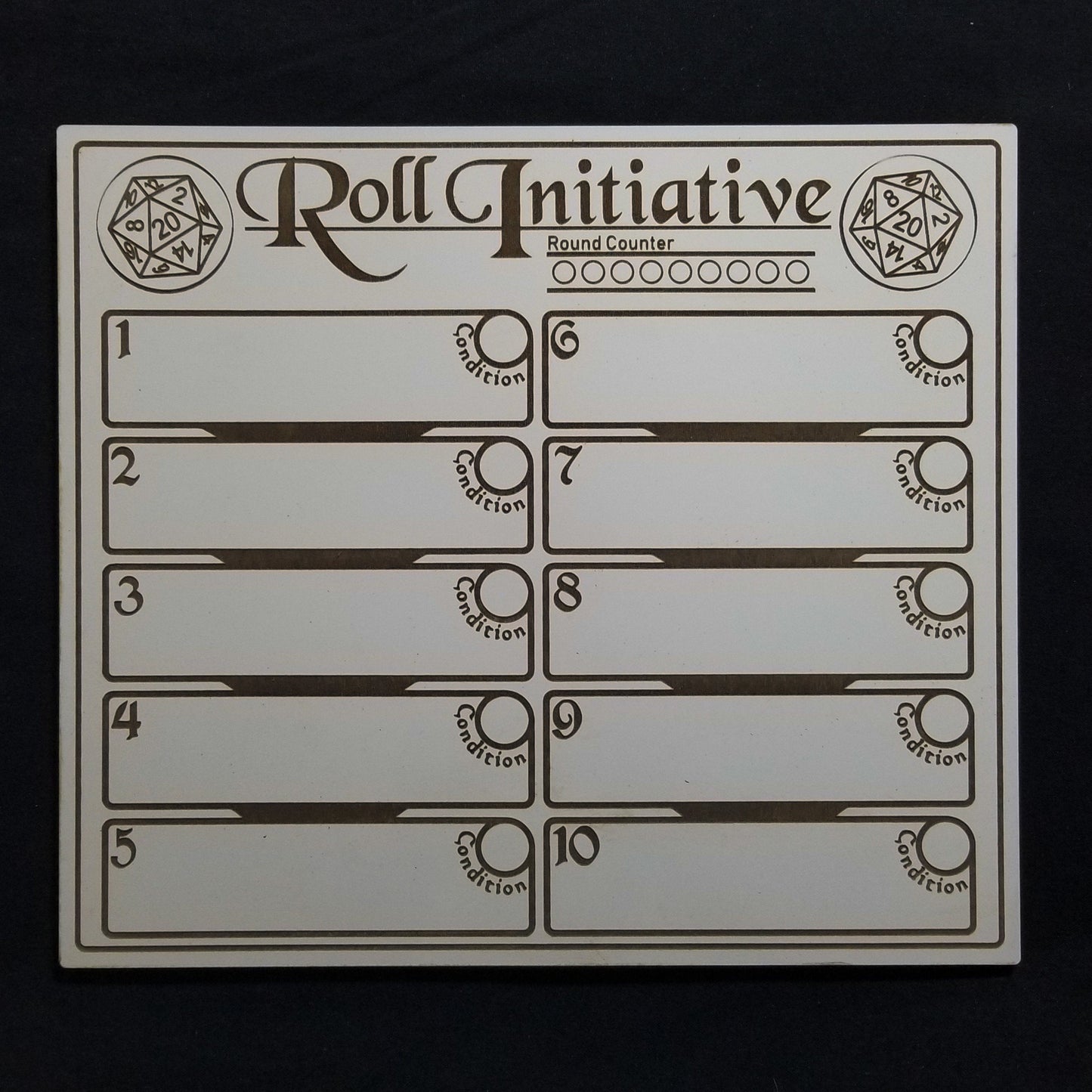 Laser Engraved Whiteboard Initiative Tracker